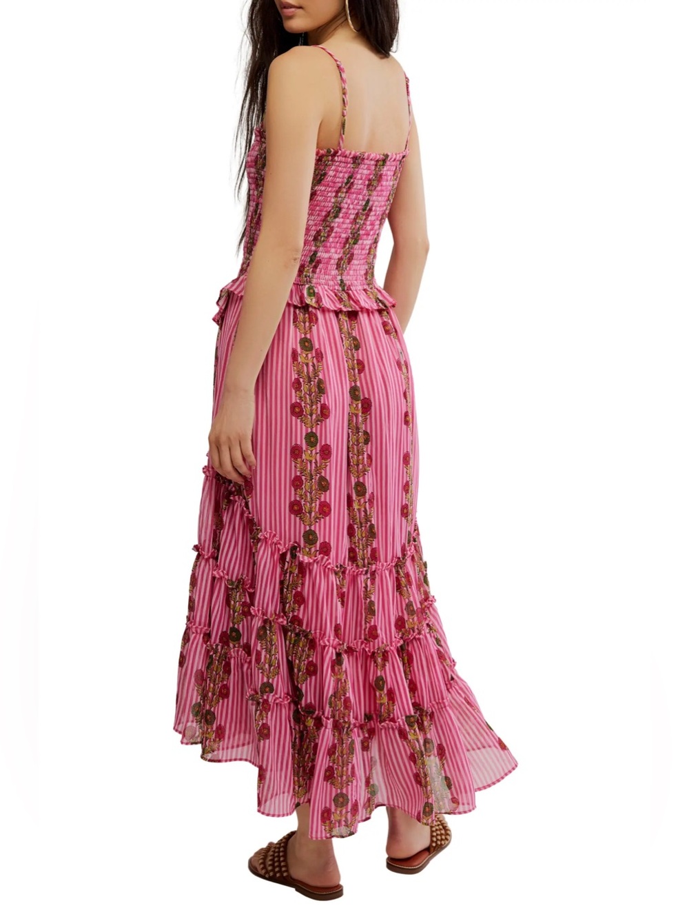 Free People Alejandra Smocked Bodice Tiered Sundress Size L - Picture 3 of 9